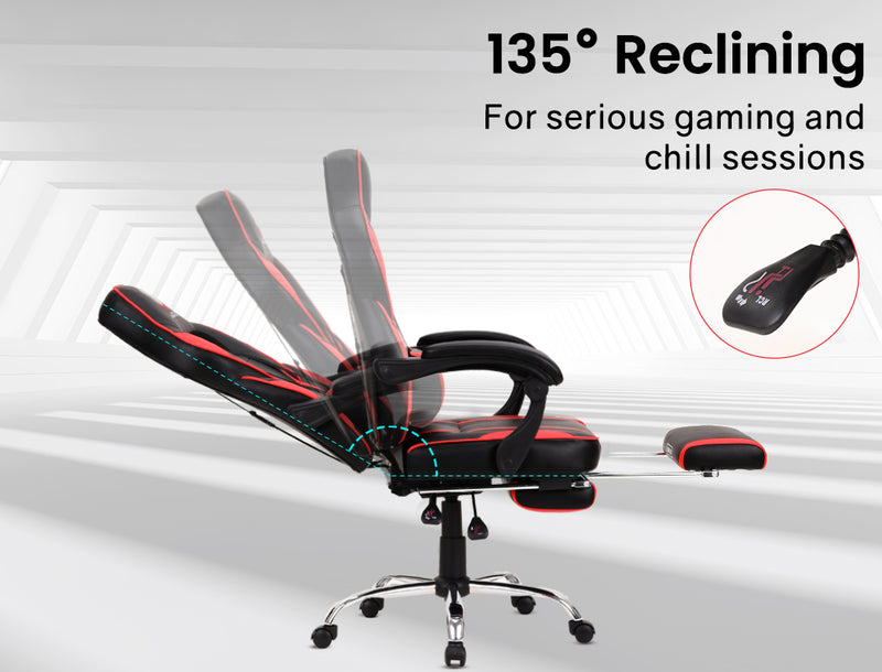 OVERDRIVE Elite Series - Reclining Gaming Chair with Foot Rest - Black/Red