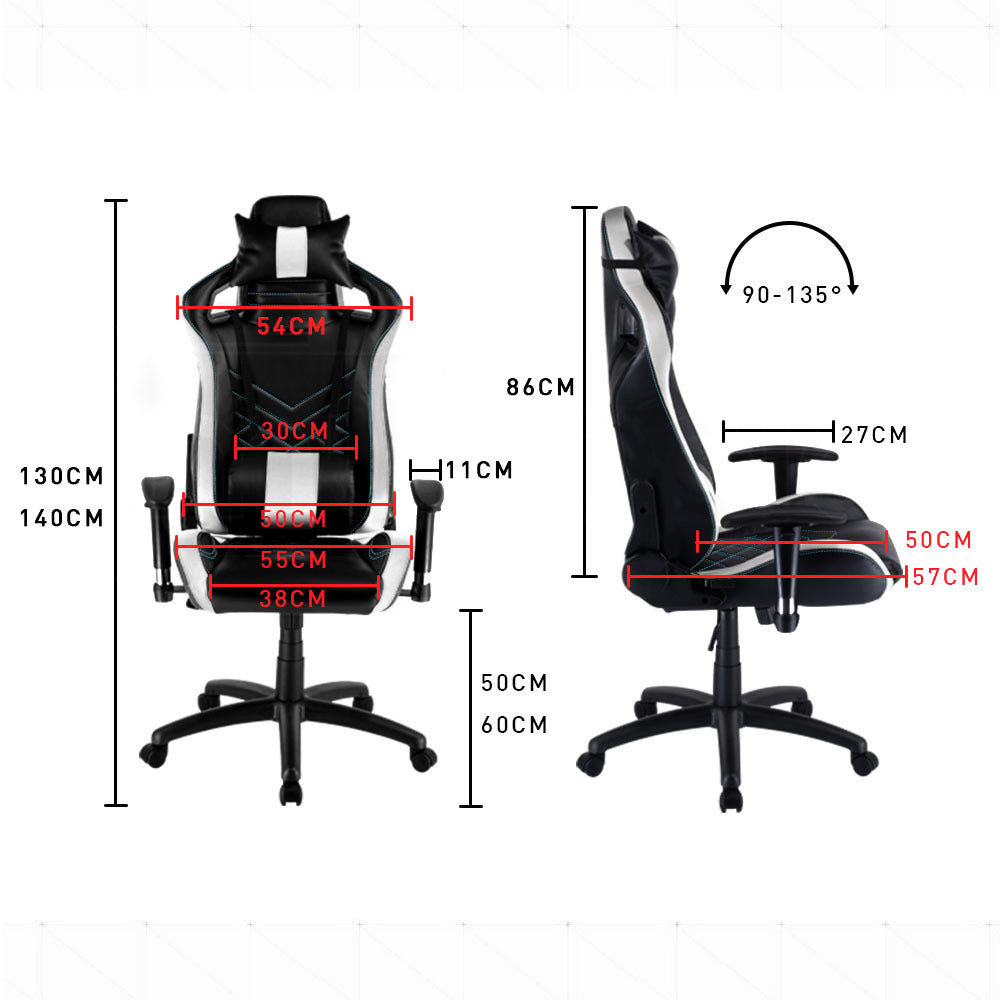 Overdrive Gaming Chair with PU Leather - Black/White