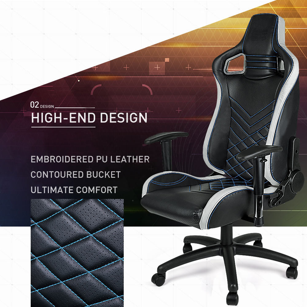 Overdrive Gaming Chair with PU Leather - Black/White