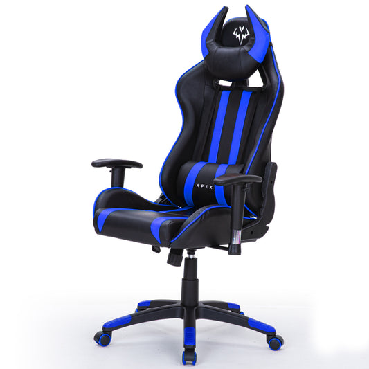OVERDRIVE Diablo Series - Reclining Gaming Chair with Lumbar & Neck Pillow Horns - Black/Blue