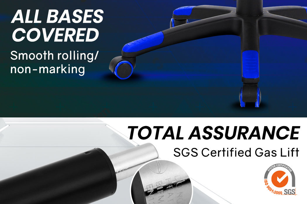 OVERDRIVE Diablo Series - Reclining Gaming Chair with Lumbar & Neck Pillow Horns - Black/Blue