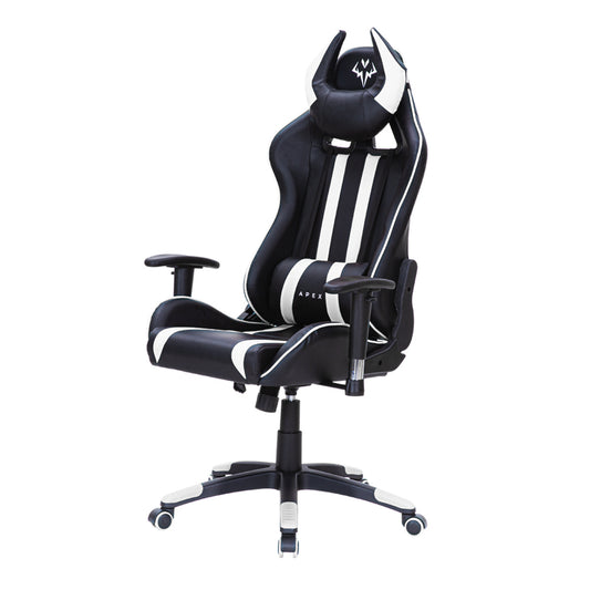 OVERDRIVE Diablo Series - Reclining Gaming Chair with Lumbar & Neck Pillow Horns - Black/White