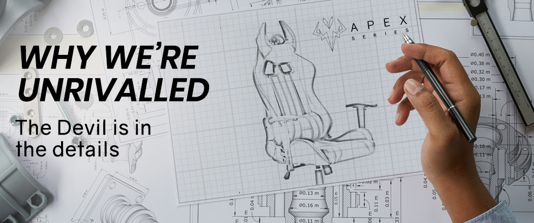 OVERDRIVE Diablo Series - Reclining Gaming Chair with Lumbar & Neck Pillow Horns - Black/White