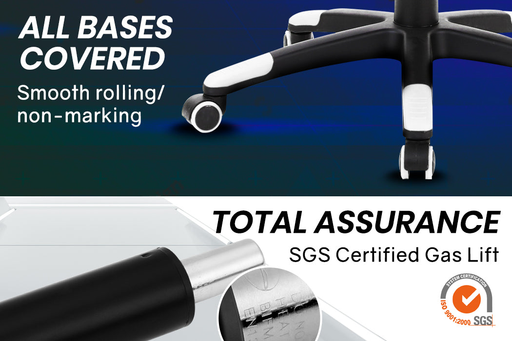 OVERDRIVE Diablo Series - Reclining Gaming Chair with Lumbar & Neck Pillow Horns - Black/White