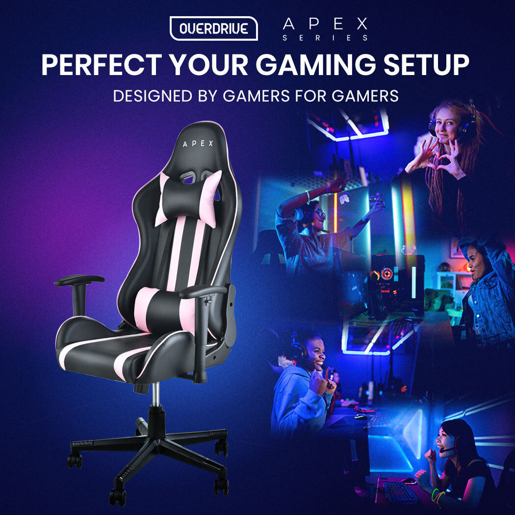 OVERDRIVE Apex Series - Ergonomic Reclining Gaming Chair - Black/Pink