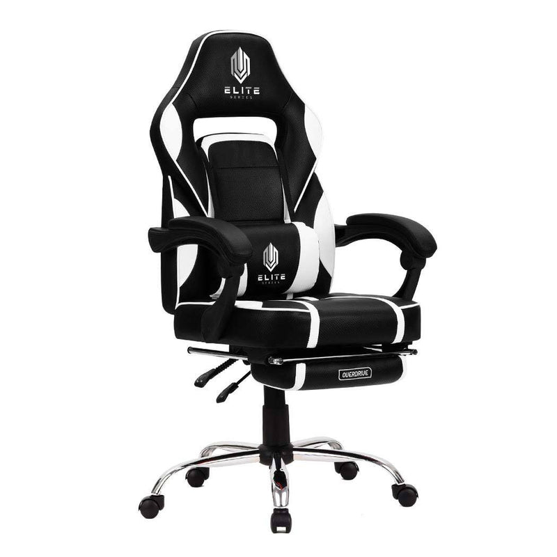 OVERDRIVE Gaming Chair & Desk Combo - Black/White