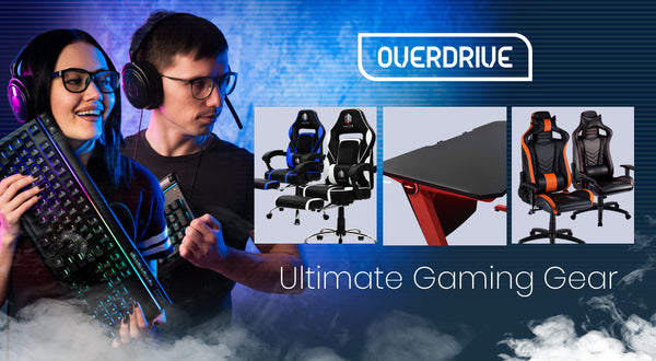 OVERDRIVE Gaming Chair & Desk Combo - Black/White