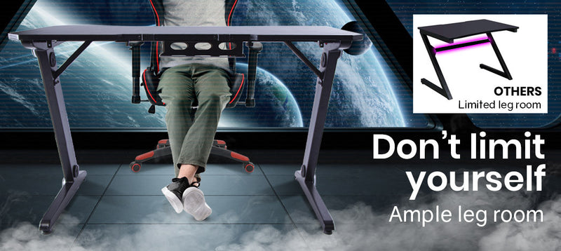 OVERDRIVE Gaming Desk with Z-Shaped Legs - 120cm Black