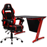 OVERDRIVE Gaming Chair & Desk Combo with Z-Shaped Legs - 120cm Black/Red