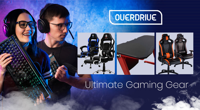 OVERDRIVE Gaming Chair & Desk Combo with Z-Shaped Legs - 120cm Black/Red