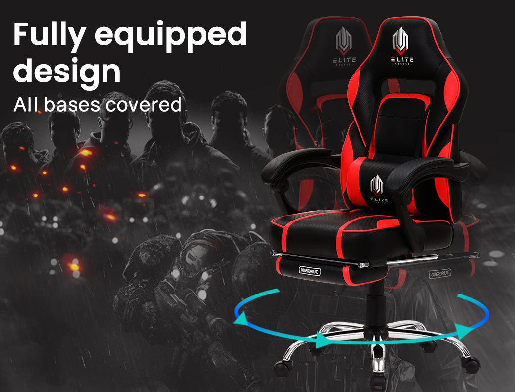 OVERDRIVE Gaming Chair & Desk Combo with Z-Shaped Legs - 120cm Black/Red