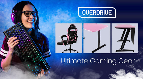 OVERDRIVE Gaming Desk with Z-Shaped Legs - 120cm Pink/Black