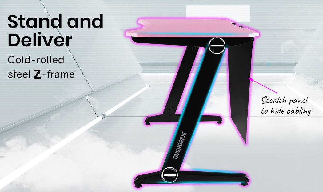 OVERDRIVE Gaming Desk with Z-Shaped Legs - 120cm Pink/Black