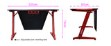 OVERDRIVE Gaming Desk with Z-Shaped Legs & LED Lights - 120cm Black/Red