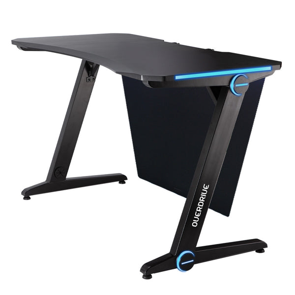 OVERDRIVE Gaming Desk with Z-Shaped Legs & LED Lights - 120cm Black/Blue