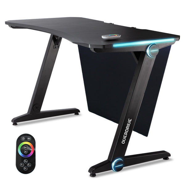 OVERDRIVE Gaming Desk with Z-Shaped Legs & LED Lights - 120cm Black