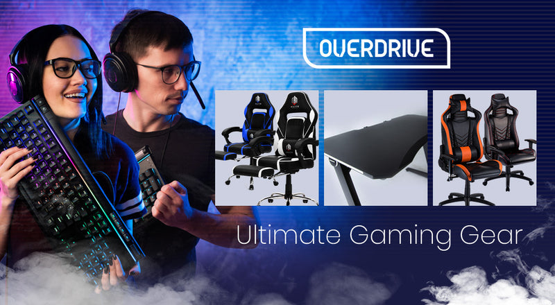 OVERDRIVE Gaming Desk with Z-Shaped Legs & LED Lights - 120cm Black