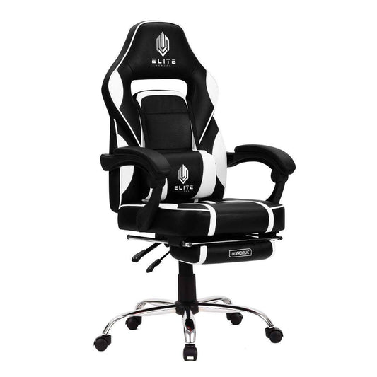 OVERDRIVE Gaming Chair & Desk Combo - Black/White/Grey