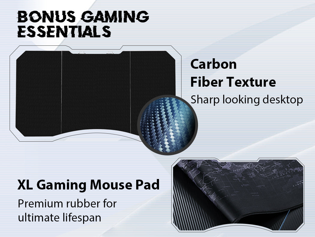 OVERDRIVE Gaming Chair & Desk Combo - Black/White/Grey