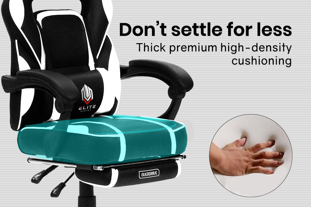 OVERDRIVE Gaming Chair & Desk Combo - Black/White/Grey