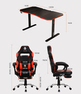 OVERDRIVE Gaming Chair & Desk Combo with T-Shaped Legs - 139cm Black/Red