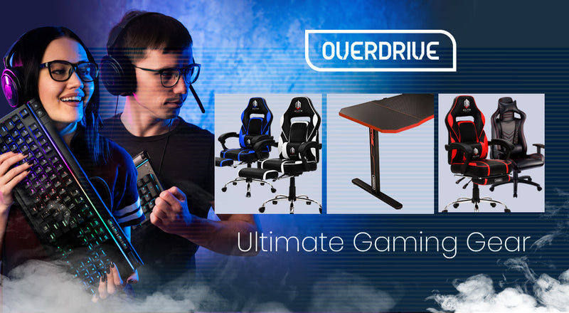 OVERDRIVE Gaming Desk with T-Shaped Legs - 139cm Black/Red