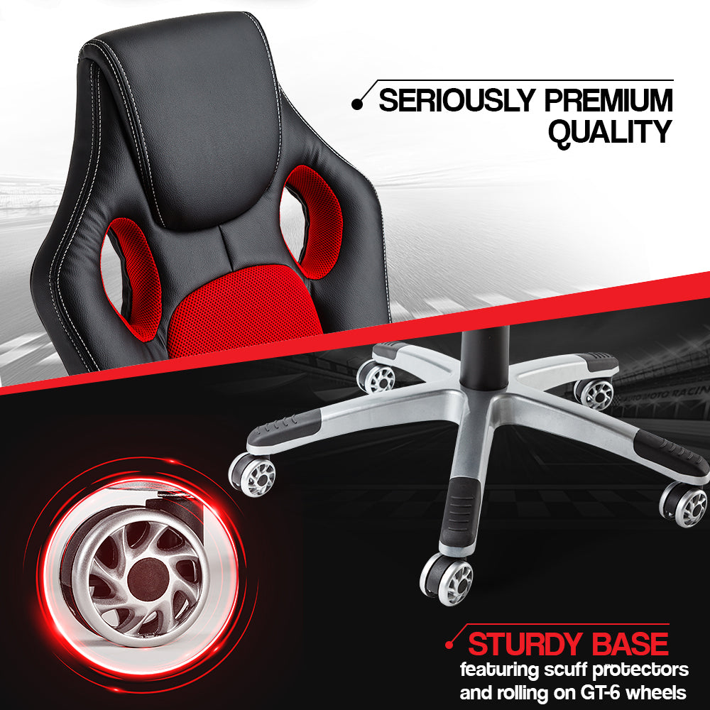OVERDRIVE Premium Executive Office Chair - Black/Black/Red