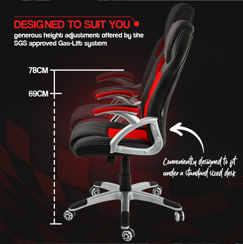 OVERDRIVE Premium Executive Office Chair - Black/Black/Red