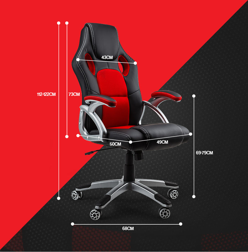 OVERDRIVE Premium Executive Office Chair - Black/Black/Red