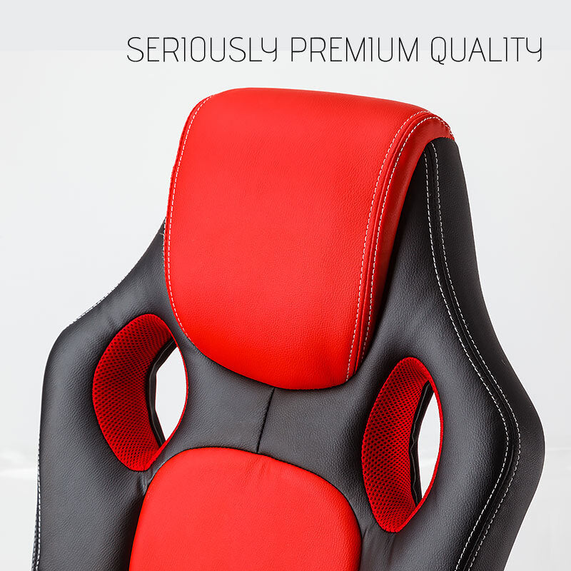 OVERDRIVE Premium Executive Office Chair - Black/Red/Red