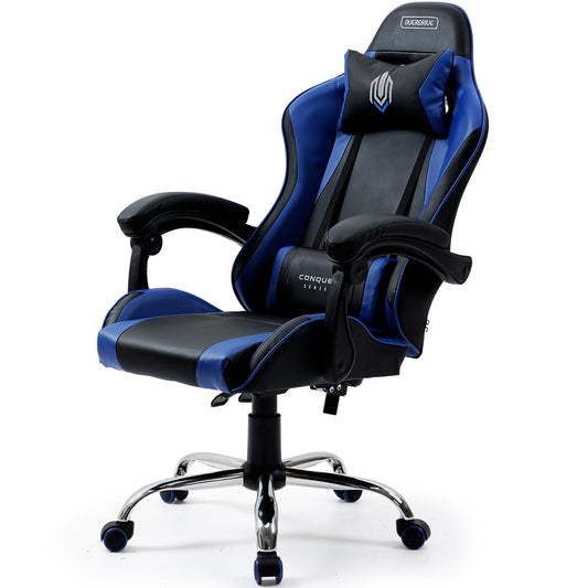 OVERDRIVE Conquest Series - Ergonomic Reclining Gaming Chair with Lumbar & Neck Pillows - Black/Blue