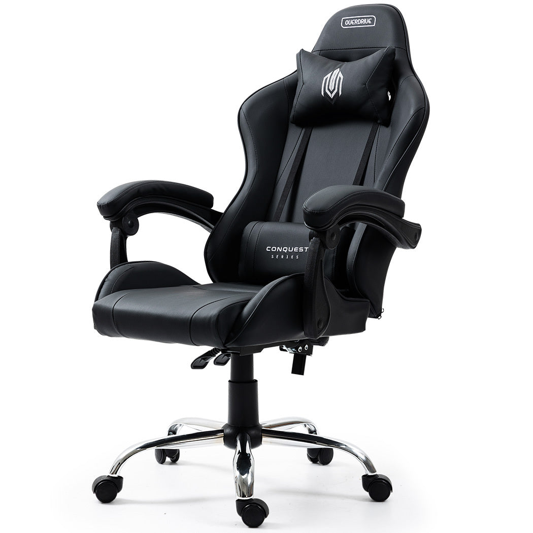 OVERDRIVE Conquest Series - Ergonomic Reclining Gaming Chair with Lumbar & Neck Pillows - Black