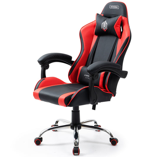 OVERDRIVE Conquest Series - Ergonomic Reclining Gaming Chair with Lumbar & Neck Pillows - Black/Red