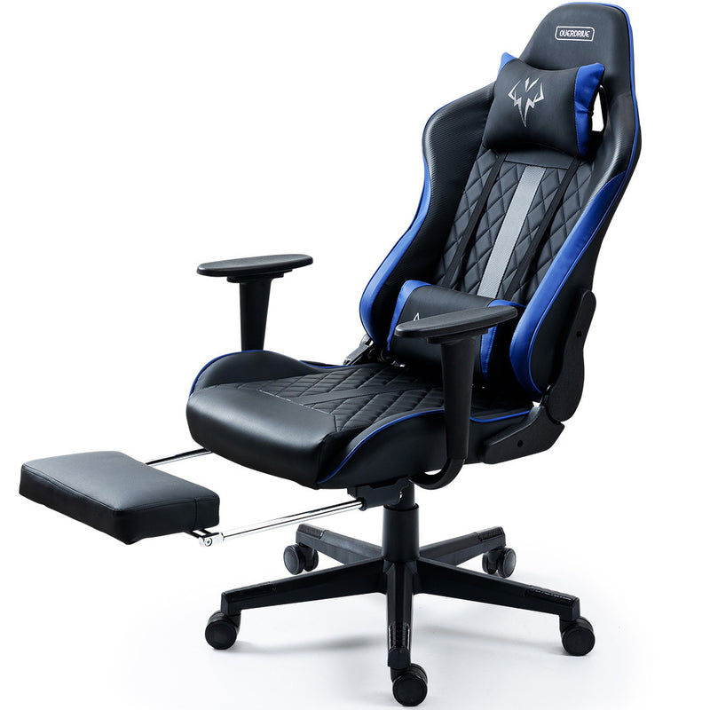 OVERDRIVE Apex Series - Ergonomic Reclining Gaming Chair with Footrest - Black/Blue