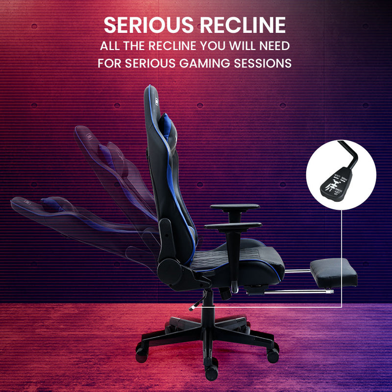 OVERDRIVE Apex Series - Ergonomic Reclining Gaming Chair with Footrest - Black/Blue