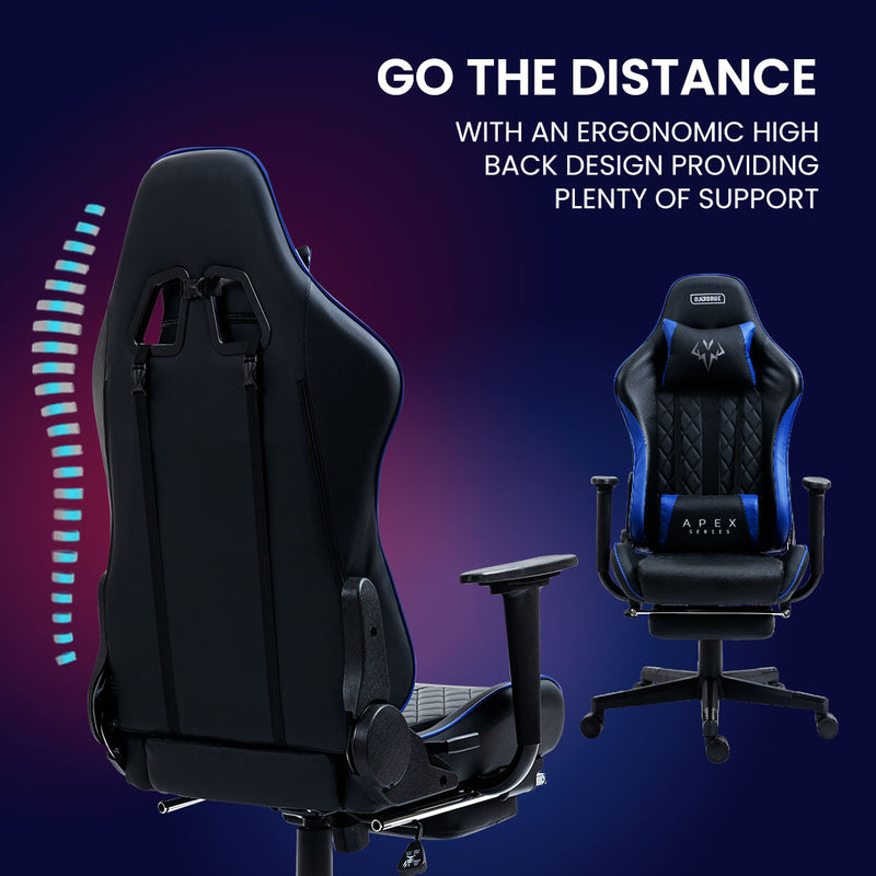 OVERDRIVE Apex Series - Ergonomic Reclining Gaming Chair with Footrest - Black/Blue