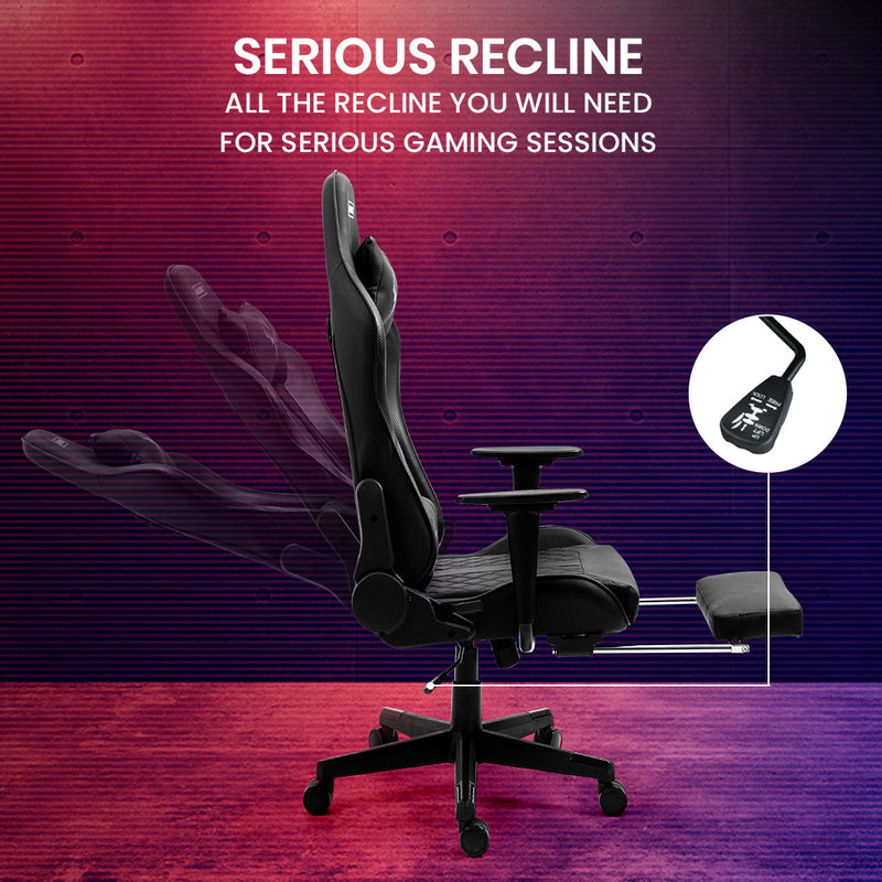 OVERDRIVE Apex Series - Ergonomic Reclining Gaming Chair with Footrest - Black