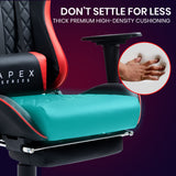 OVERDRIVE Apex Series - Ergonomic Reclining Gaming Chair with Footrest - Black/Red