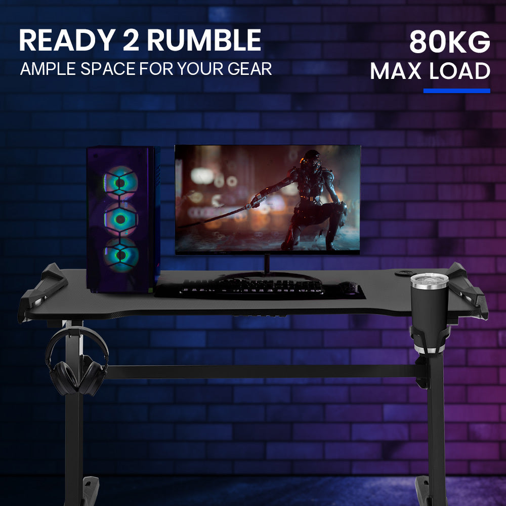 OVERDRIVE Gaming Desk with Z-Shaped Legs & LED Lights - 120cm Black