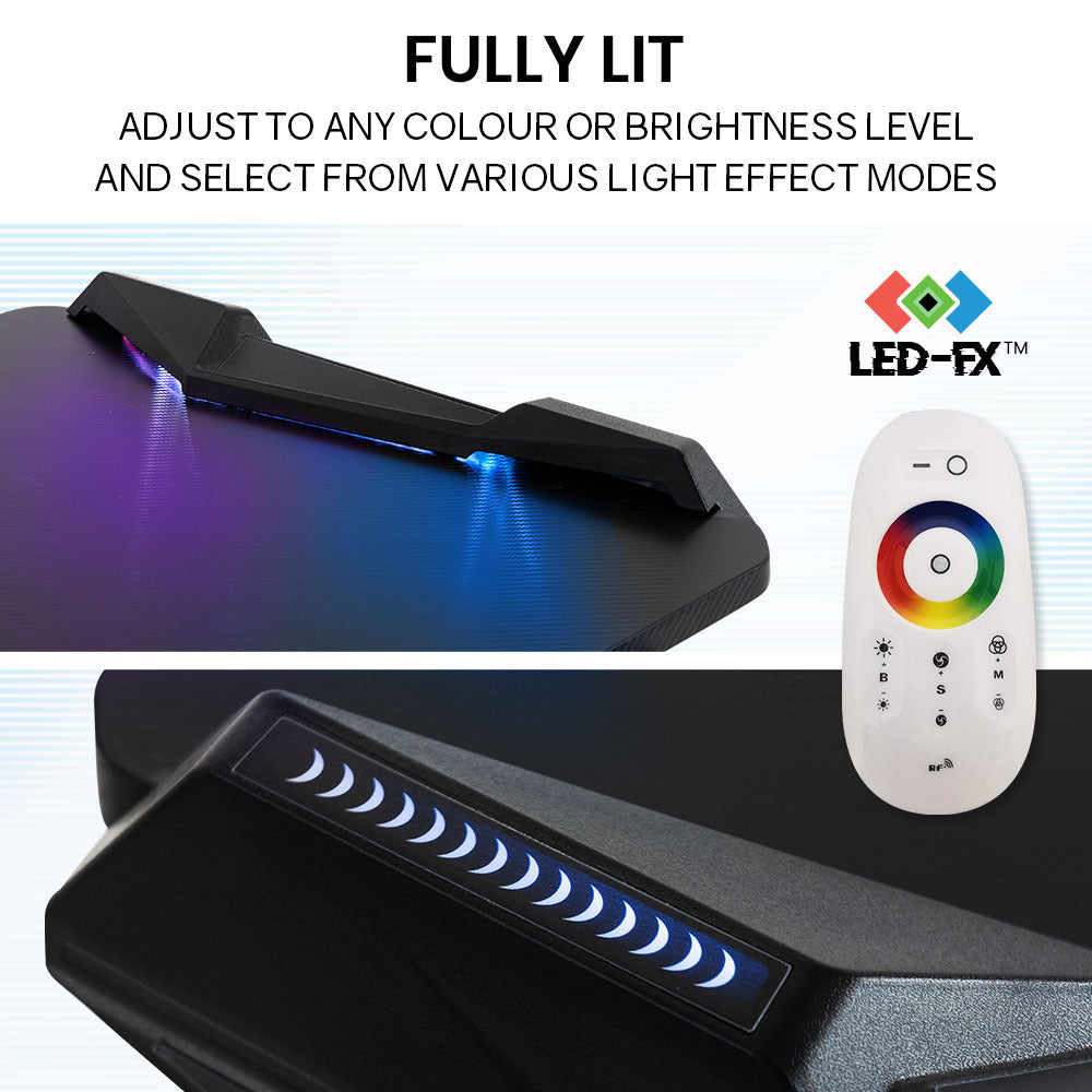 OVERDRIVE Gaming Desk with Z-Shaped Legs & LED Lights - 120cm Black