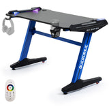 OVERDRIVE Gaming Desk with Z-Shaped Legs & LED Lights - 120cm Black/Blue