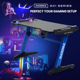 OVERDRIVE Gaming Desk with Z-Shaped Legs & LED Lights - 120cm Black/Blue