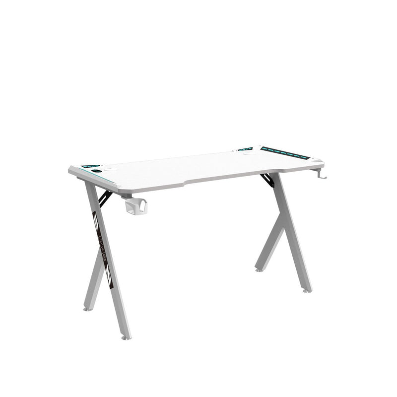 EKKIO Gaming Desk with Y-Shaped Legs & RGB Lighting - 140cm White