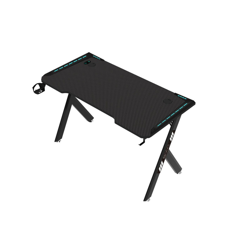 EKKIO Gaming Desk with Y-Shape Legs & RGB Lighting - 100cm Black