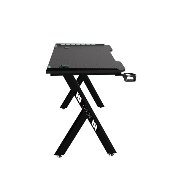 EKKIO Gaming Desk with Y-Shaped Legs & RGB Lighting - 120cm Black