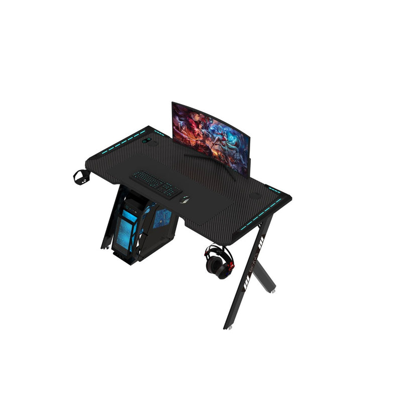 EKKIO Gaming Desk with Y-Shaped Legs & RGB Lighting - 120cm Black