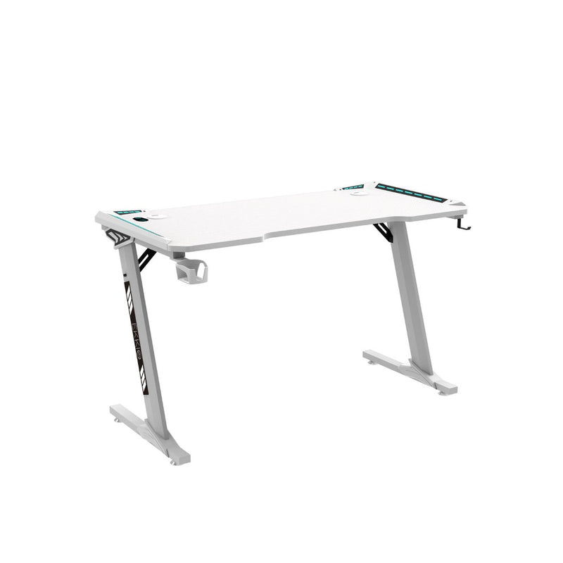 EKKIO Gaming Desk with Z Shaped Legs & RGB Lighting - 140cm White