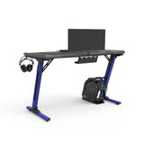 EKKIO Gaming Desk with Z Shaped Legs & RGB Lighting - 140cm Black/Blue