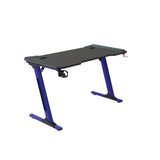 EKKIO Gaming Desk with Z Shaped Legs & RGB Lighting - 140cm Black/Blue