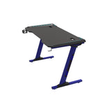 EKKIO Gaming Desk with Z Shaped Legs & RGB Lighting - 140cm Black/Blue